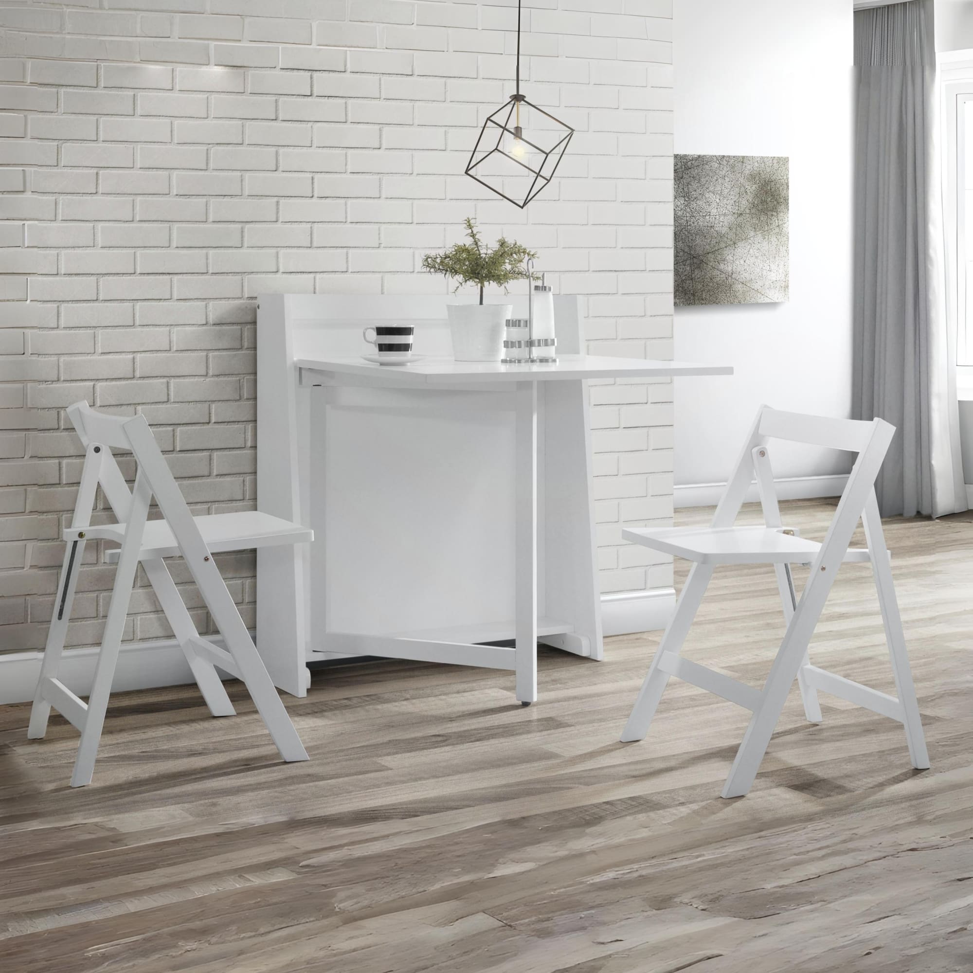 Helsinki Compact Folding White Dining Set