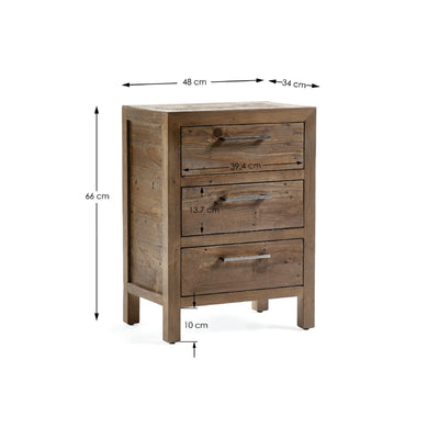 Heritage 3 Drawer Bedside