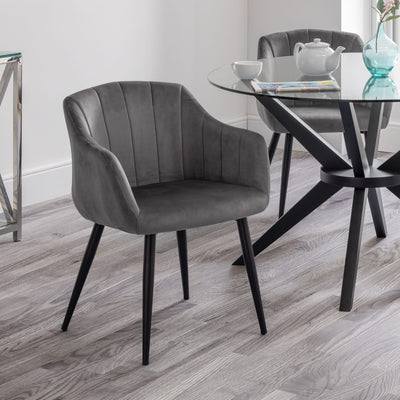 Set Of 2 Hobart Scalloped Dining Chairs - Grey