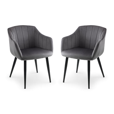 Set Of 2 Hobart Scalloped Dining Chairs - Grey