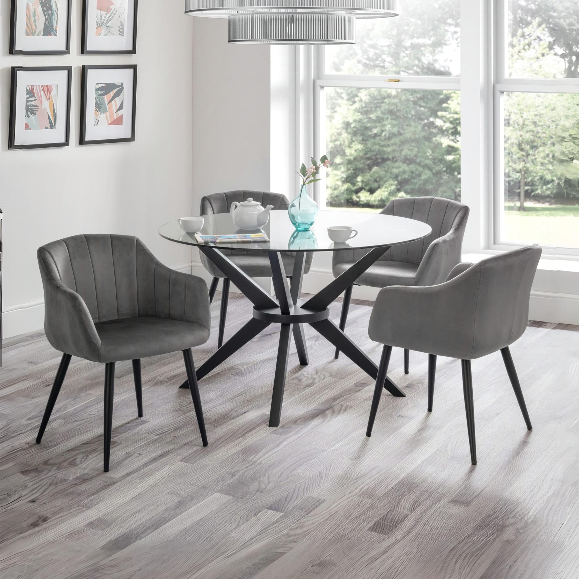 Set Of 2 Hobart Scalloped Dining Chairs - Grey
