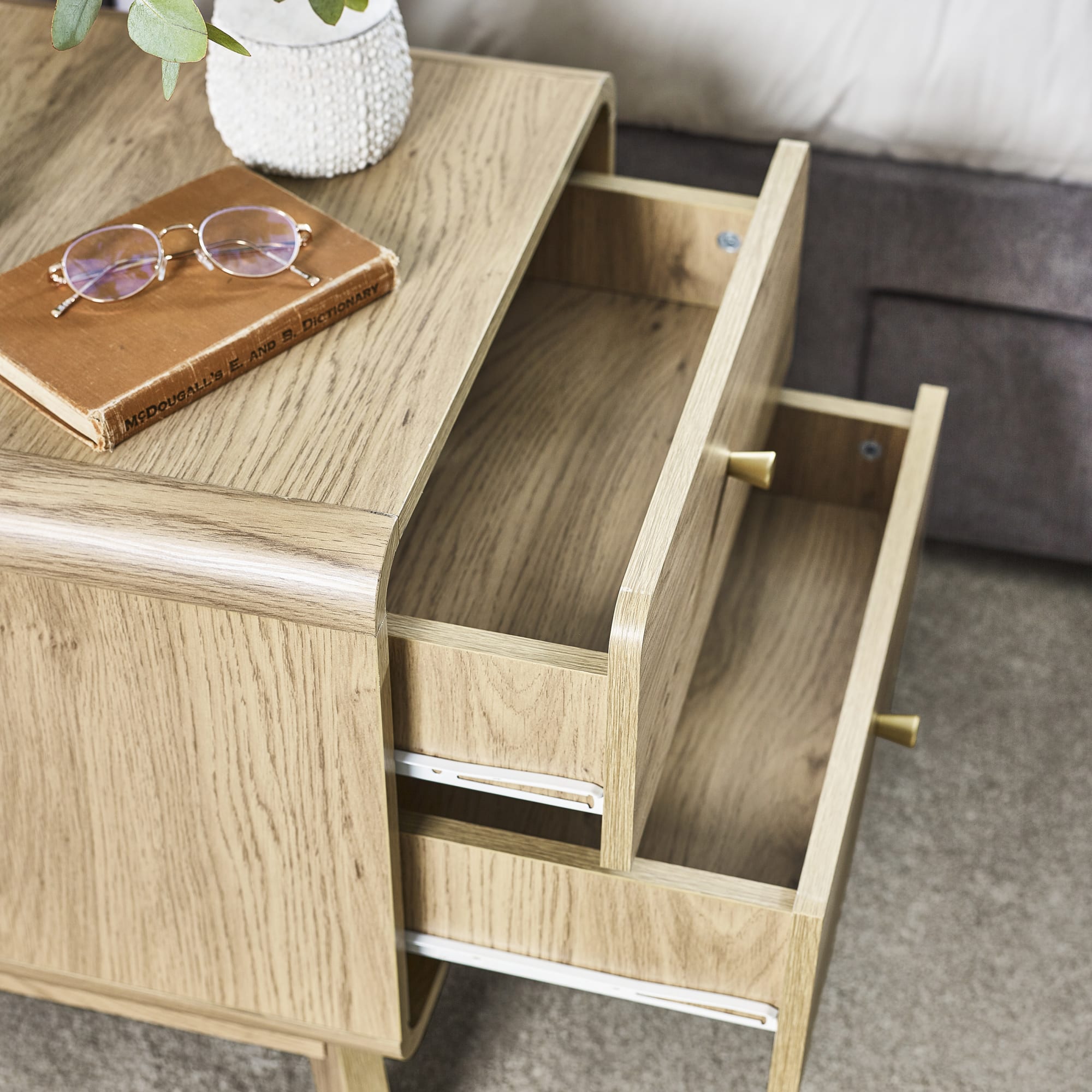 Ingrid 2 Drawer Bedside Oak
