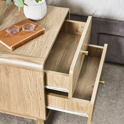 Ingrid 2 Drawer Bedside Oak