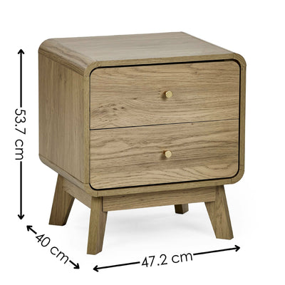 Ingrid 2 Drawer Bedside Oak