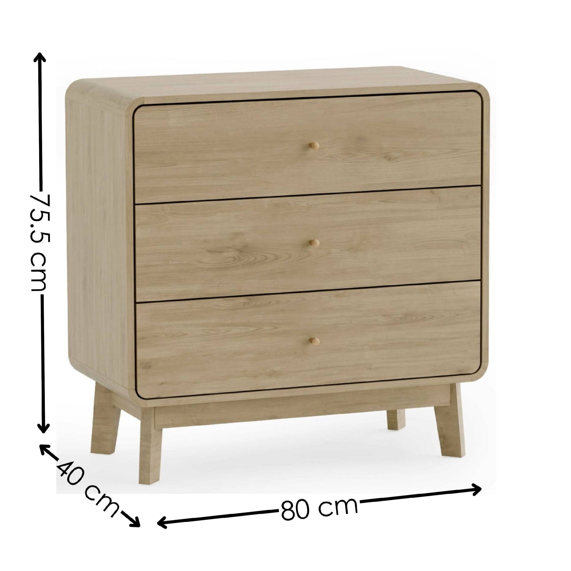 Ingrid 3 Drawer Chest Oak