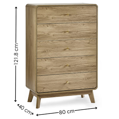 Ingrid 5 Drawer Chest Oak