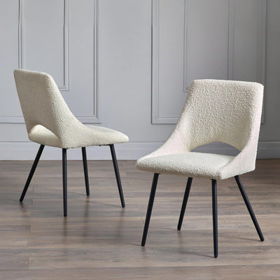 Set Of 2 Iris Boucle Dining Chairs - Ivory