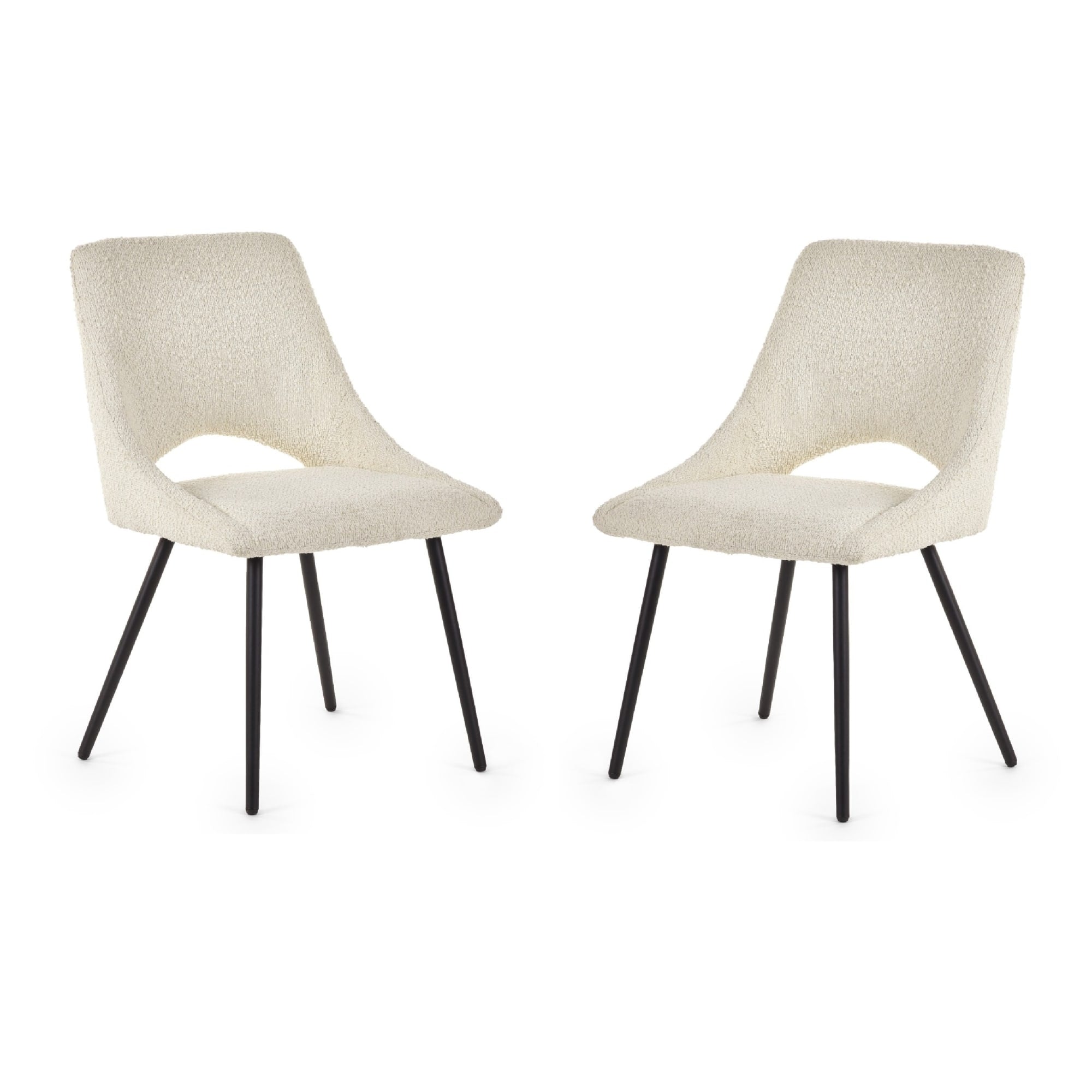 Set Of 2 Iris Boucle Dining Chairs - Ivory