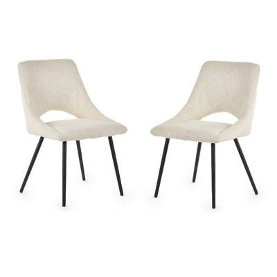 Set Of 2 Iris Boucle Dining Chairs - Ivory