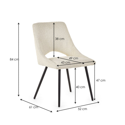 Set Of 2 Iris Boucle Dining Chairs - Ivory