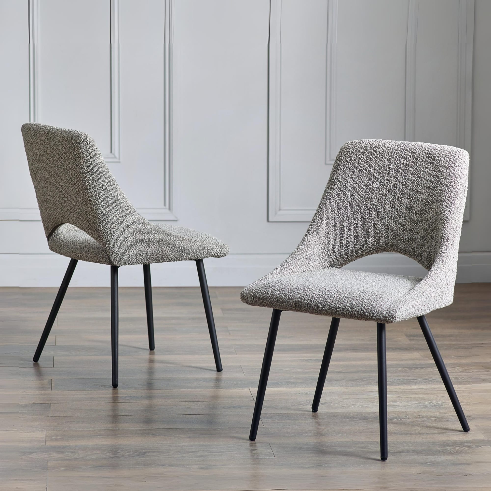 Set Of 2 Iris Boucle Dining Chairs - Grey