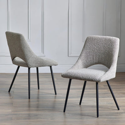 Set Of 2 Iris Boucle Dining Chairs - Grey