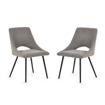Set Of 2 Iris Boucle Dining Chairs - Grey
