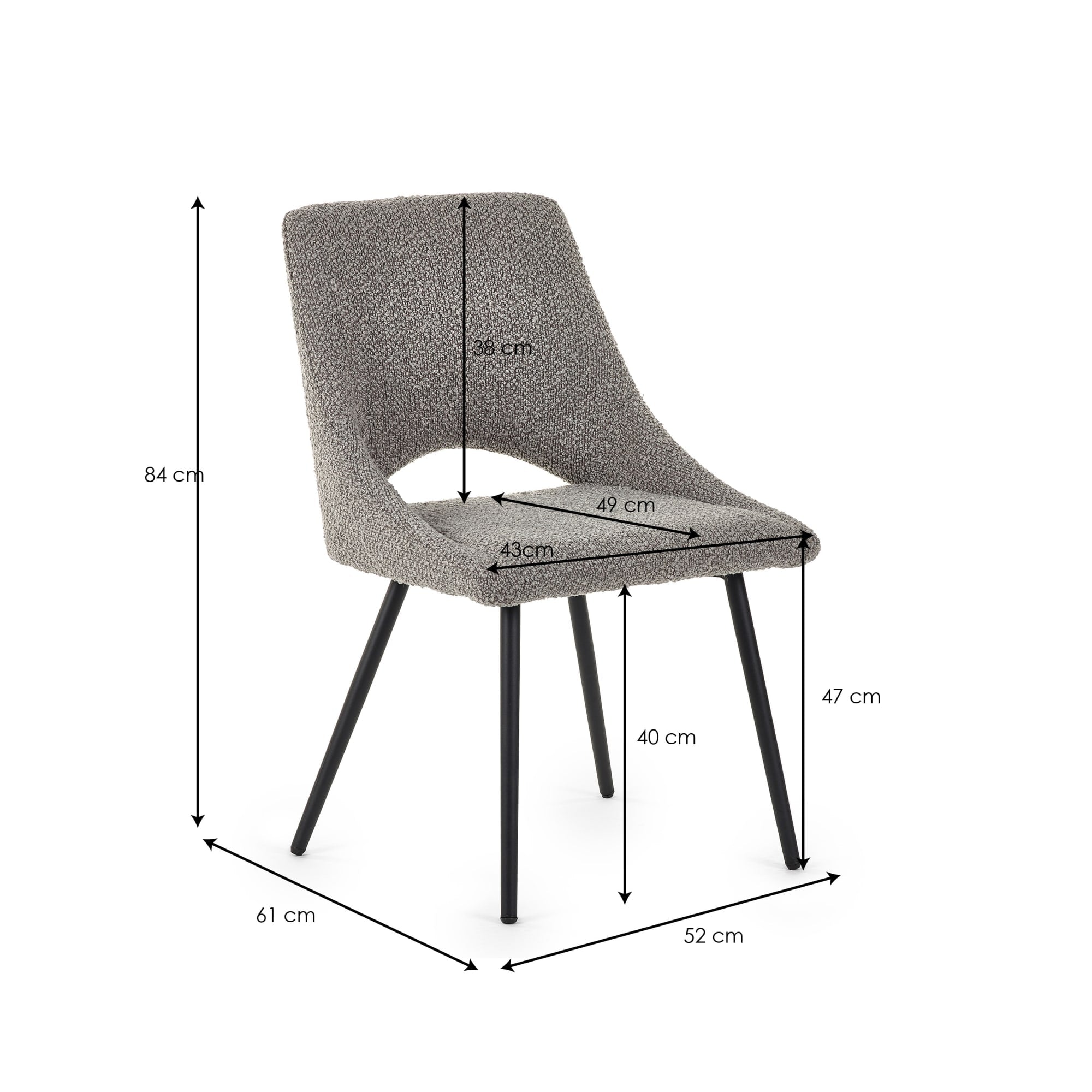 Set Of 2 Iris Boucle Dining Chairs - Grey