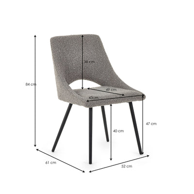 Set Of 2 Iris Boucle Dining Chairs - Grey