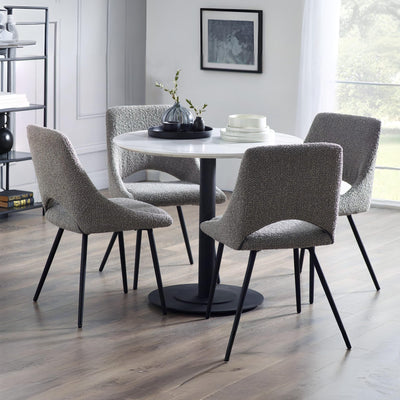 Set Of 2 Iris Boucle Dining Chairs - Grey
