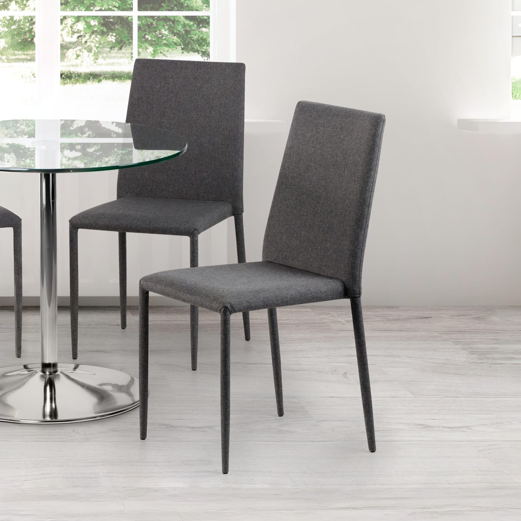 Set Of 4 Jazz Fabric Chairs Slate Grey