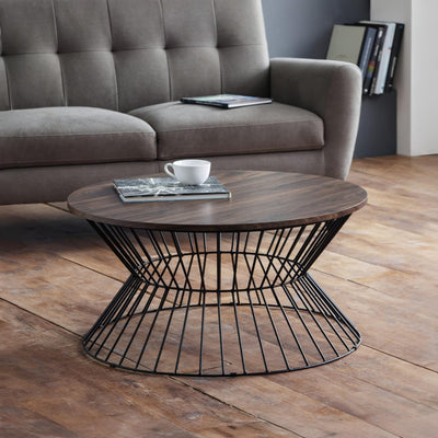 Jersey Round Wire Coffee Table - Walnut