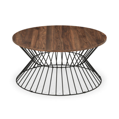 Jersey Round Wire Coffee Table - Walnut