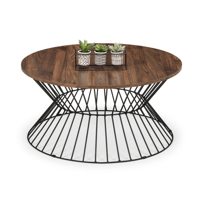 Jersey Round Wire Coffee Table - Walnut