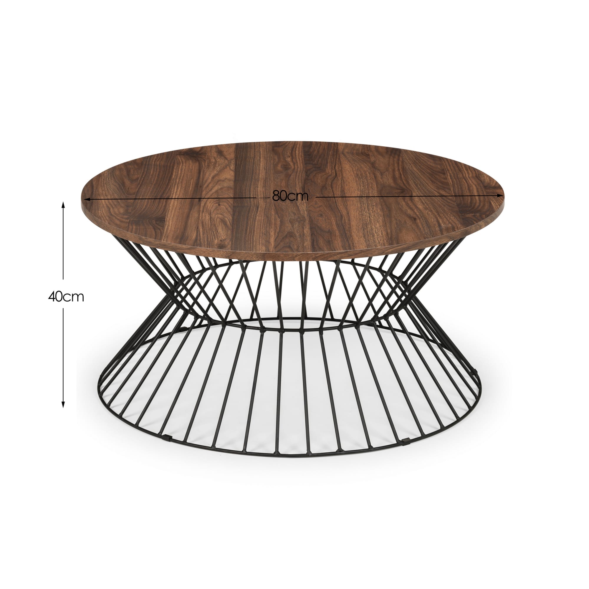 Jersey Round Wire Coffee Table - Walnut