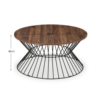 Jersey Round Wire Coffee Table - Walnut