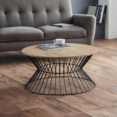Jersey Round Wire Coffee Table - Euro Oak