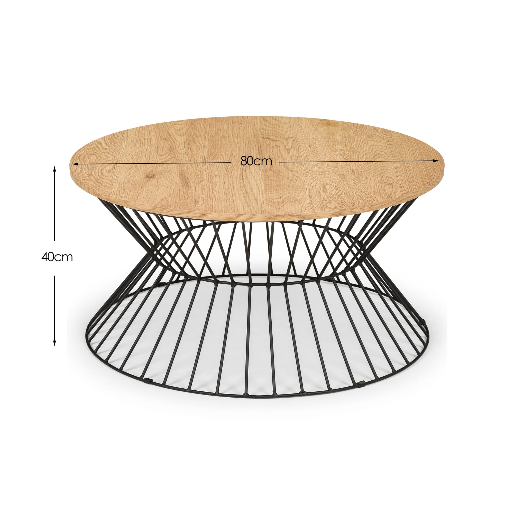 Jersey Round Wire Coffee Table - Euro Oak