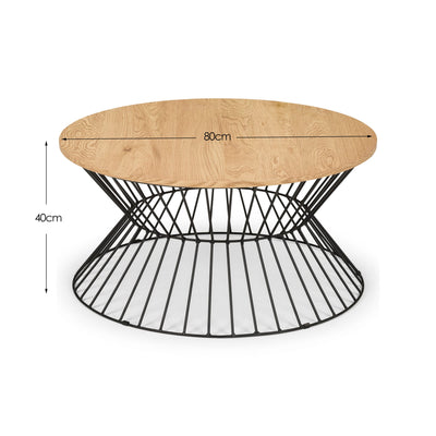 Jersey Round Wire Coffee Table - Euro Oak