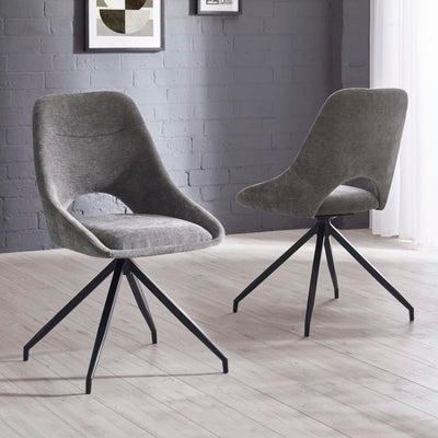Jonah Set of 2 Grey Chenille Upholstered Dining Chairs