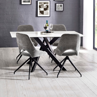 Jonah Set of 2 Grey Chenille Upholstered Dining Chairs