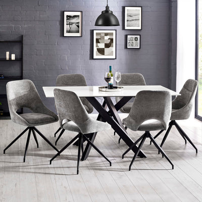 Jonah Set of 2 Grey Chenille Upholstered Dining Chairs