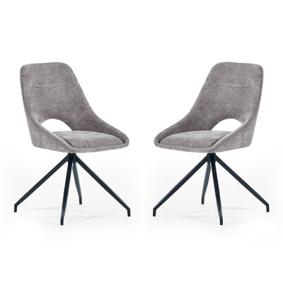 Jonah Set of 2 Grey Chenille Upholstered Dining Chairs