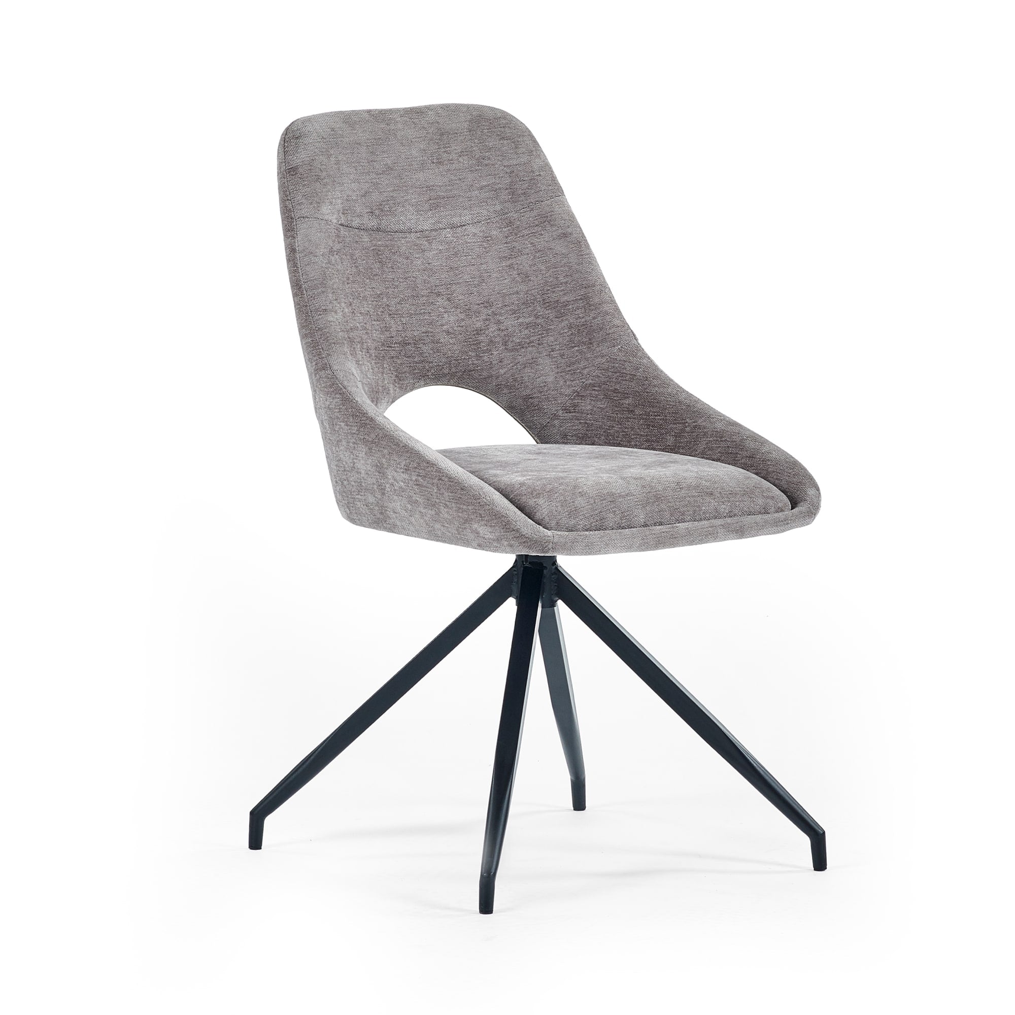Jonah Set of 2 Grey Chenille Upholstered Dining Chairs
