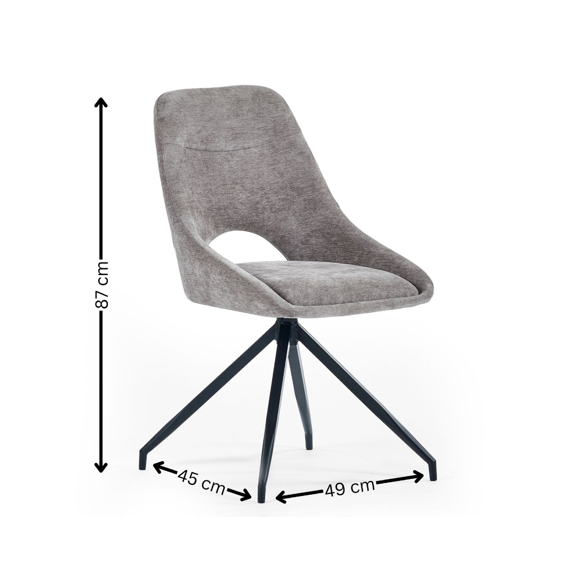 Jonah Set of 2 Grey Chenille Upholstered Dining Chairs