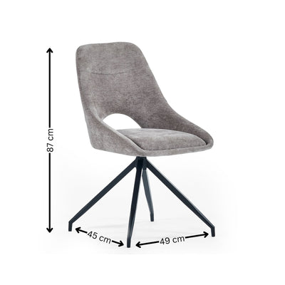 Jonah Set of 2 Grey Chenille Upholstered Dining Chairs