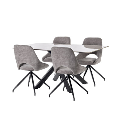 Jonah Set of 2 Grey Chenille Upholstered Dining Chairs