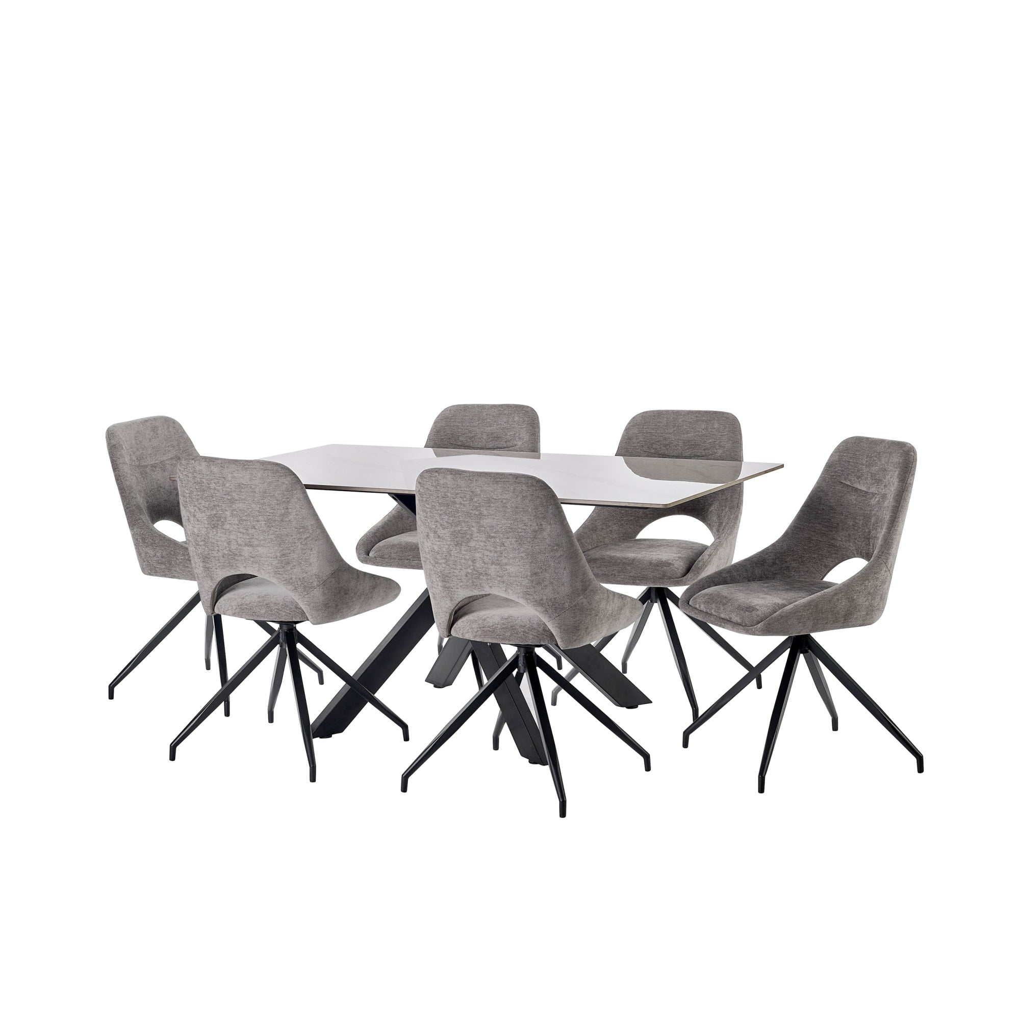 Jonah Set of 2 Grey Chenille Upholstered Dining Chairs