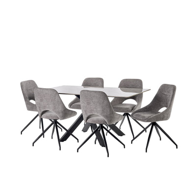 Jonah Set of 2 Grey Chenille Upholstered Dining Chairs