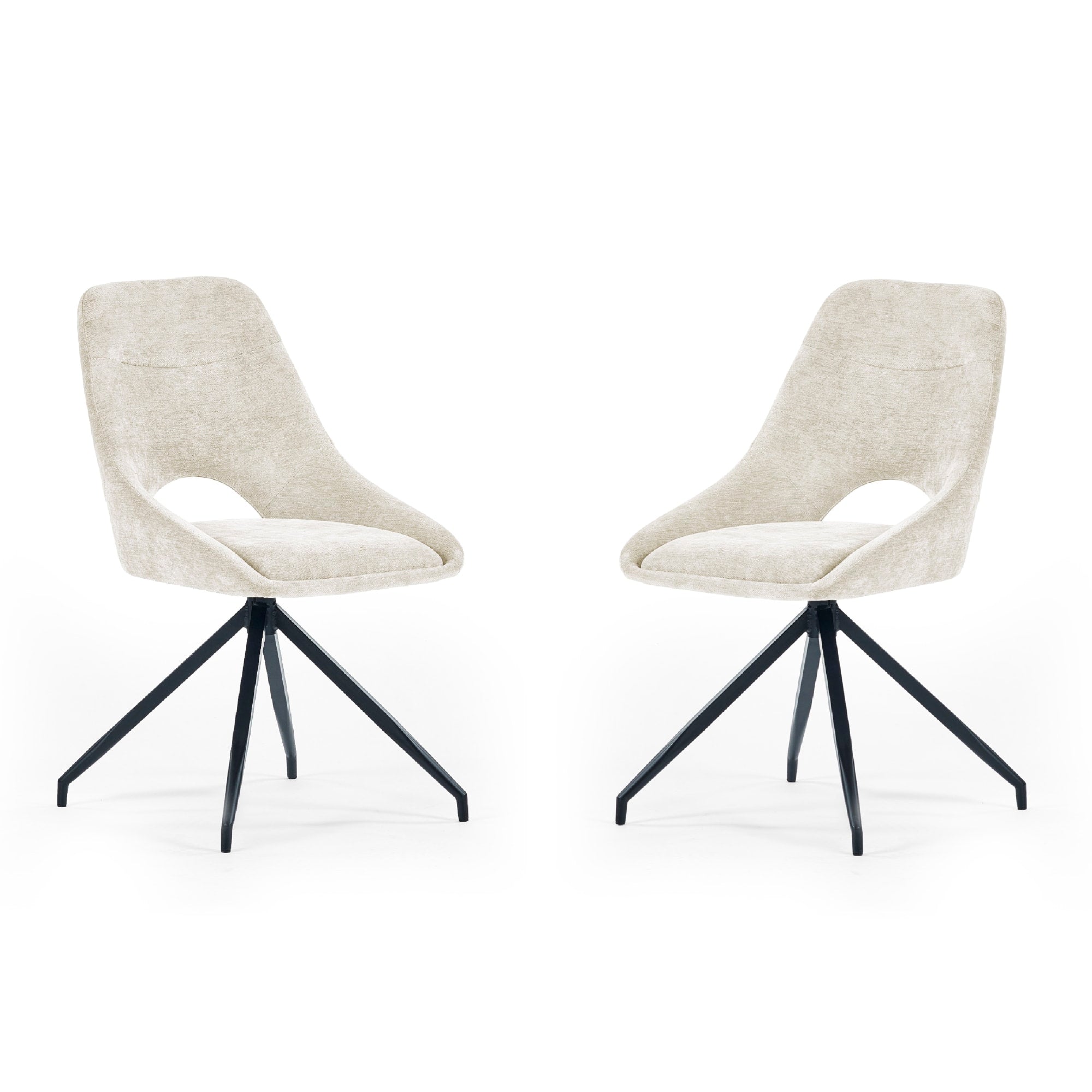 Jonah Set of 2 Cream Chenille Upholstered Dining Chairs