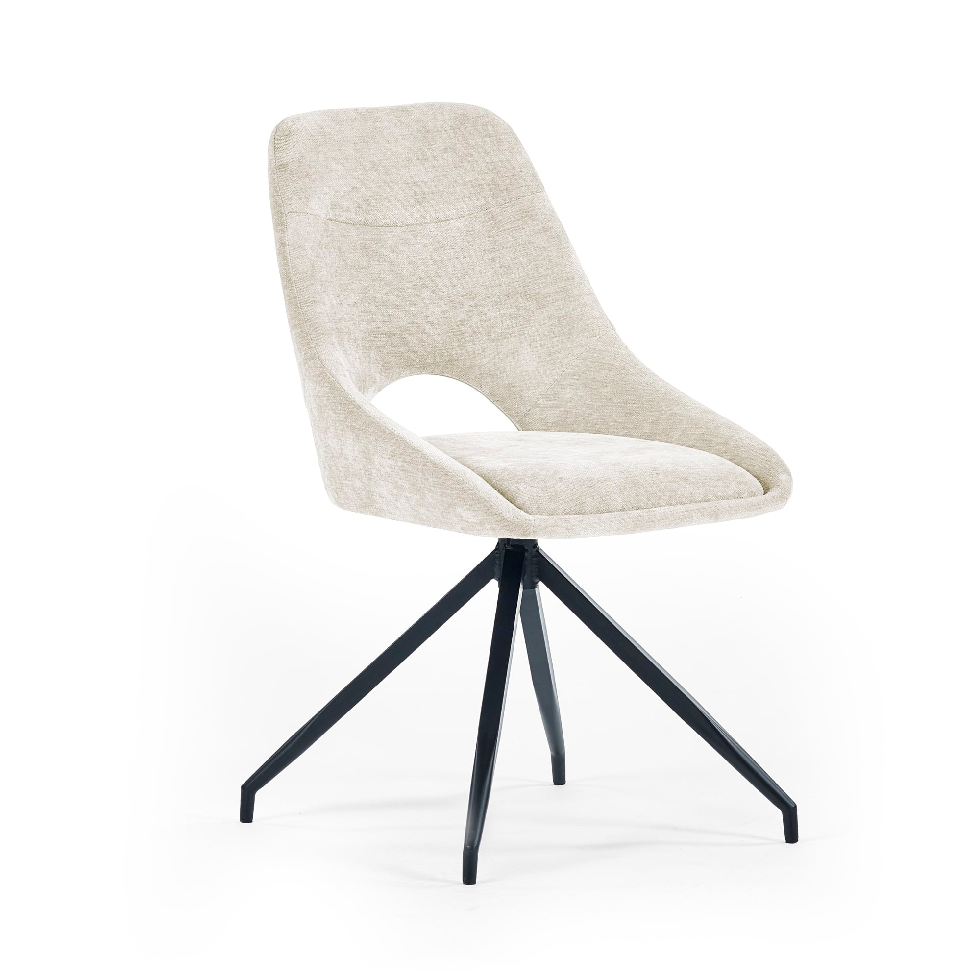 Jonah Set of 2 Cream Chenille Upholstered Dining Chairs