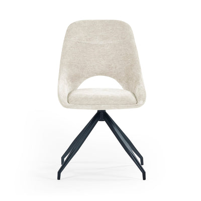 Jonah Set of 2 Cream Chenille Upholstered Dining Chairs