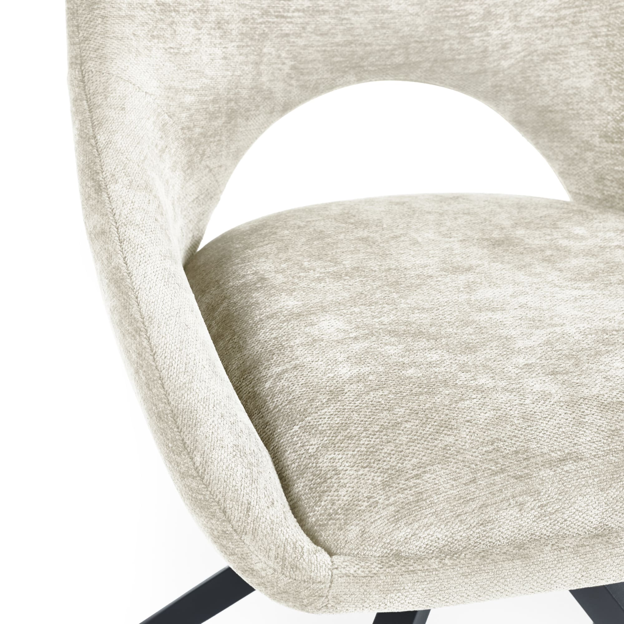 Jonah Set of 2 Cream Chenille Upholstered Dining Chairs
