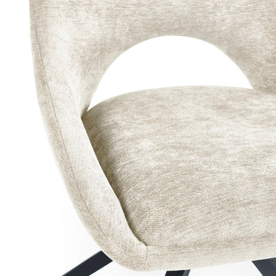 Jonah Set of 2 Cream Chenille Upholstered Dining Chairs
