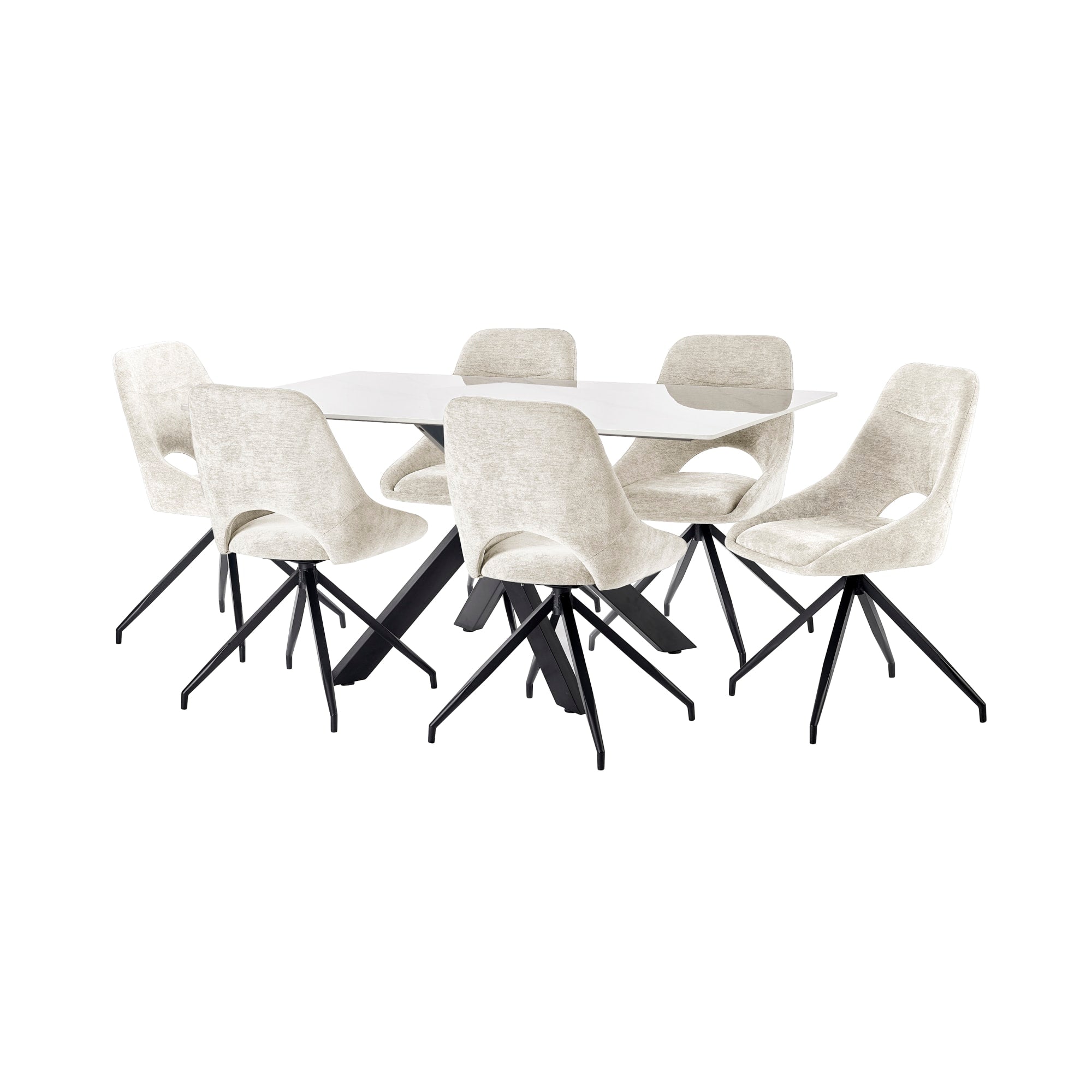 Jonah Set of 2 Cream Chenille Upholstered Dining Chairs