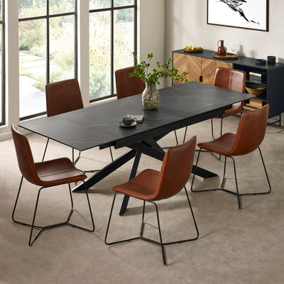 Joren Set of 2 Tan Brown PU Leather Dining Chairs