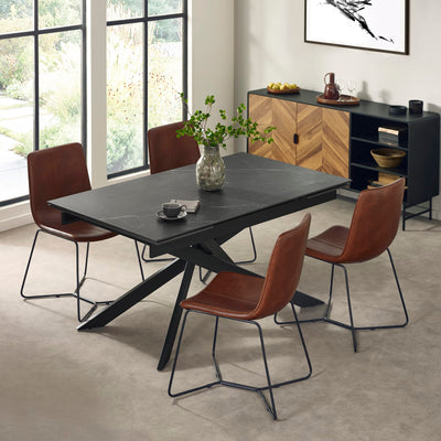 Joren Set of 2 Tan Brown PU Leather Dining Chairs