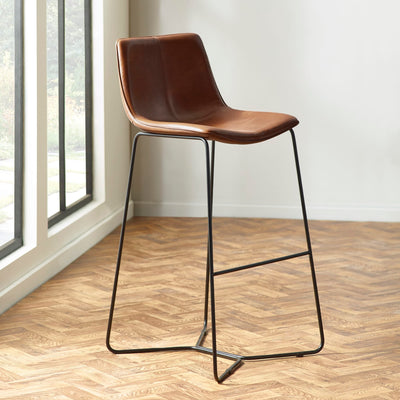 Set of 2 Joren Tan Brown PU Leather Bar Stools