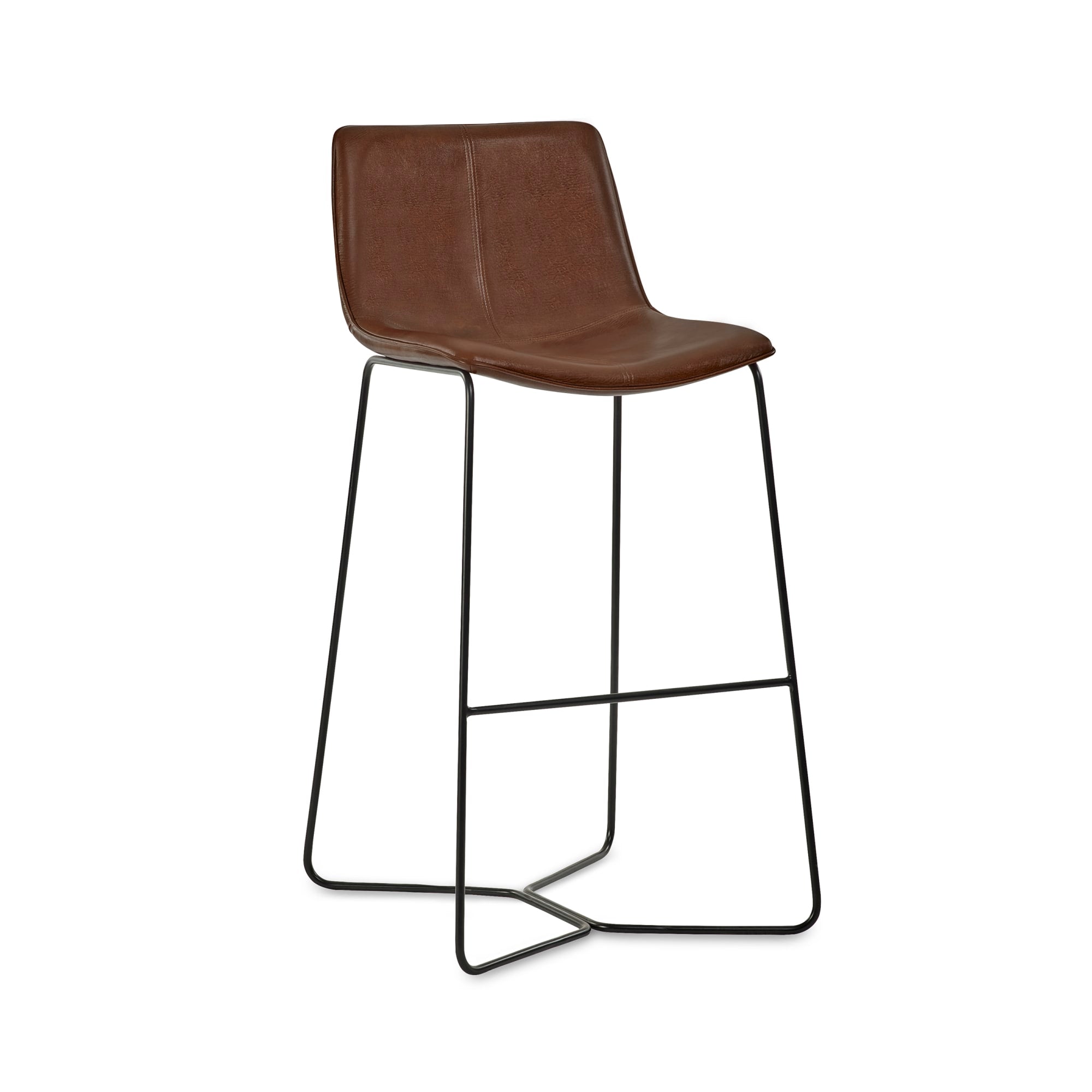 Set of 2 Joren Tan Brown PU Leather Bar Stools