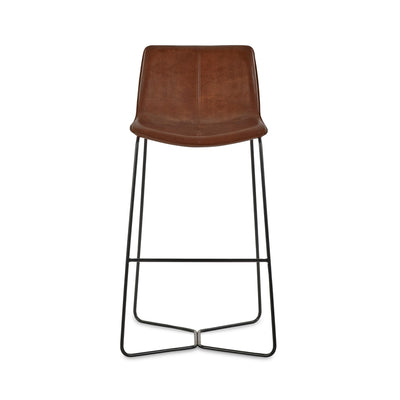 Set of 2 Joren Tan Brown PU Leather Bar Stools